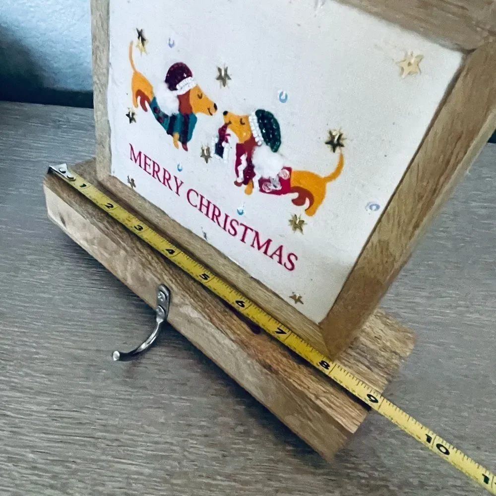 Merry Christmas Dachshunds Dog Rustic Stocking Hanger Hook